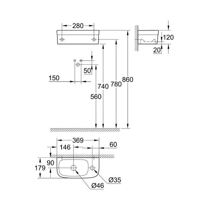 GROHE PureGuard Lavabo en céramique Euro 39327 37 x 18 cm Blanc alpin