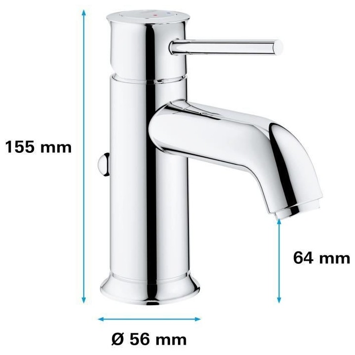GROHE Robinet lavabo de salle de bains Start Classic, mitigeur avec ti