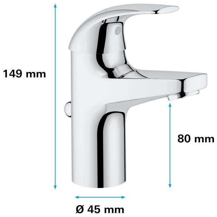 GROHE Robinet lavabo de salle de bains Start Curve, taille S, mitigeur