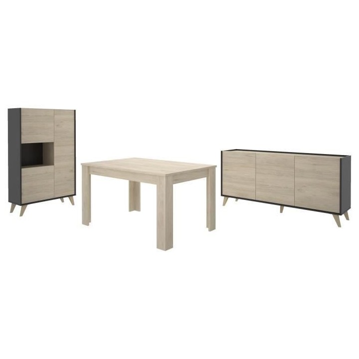 Salle a manger complete avec enfilade + vitrine + table - Décor graph