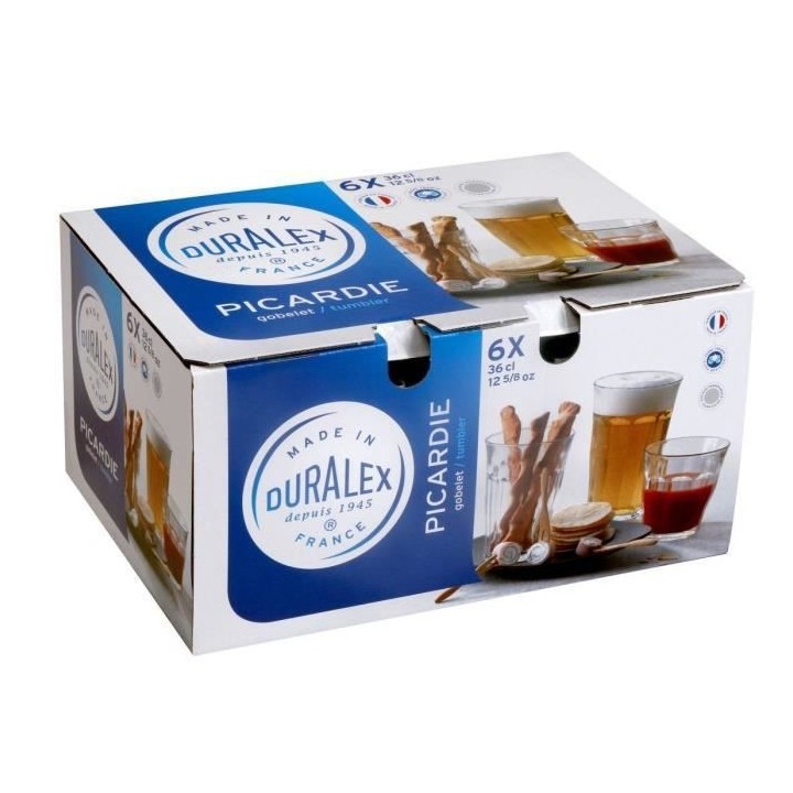 DURALEX Lot de 6 verres gobelets PICARDIE - 36 cl