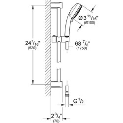 GROHE Ensemble de douche 3 jets Tempesta Cosmopolitan 100 27579002 - Barre de douche 60 cm -Limiteur de débit -Anti-calcaire -C