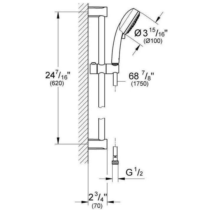 GROHE Ensemble de douche 3 jets Tempesta Cosmopolitan 100 27579002 - B