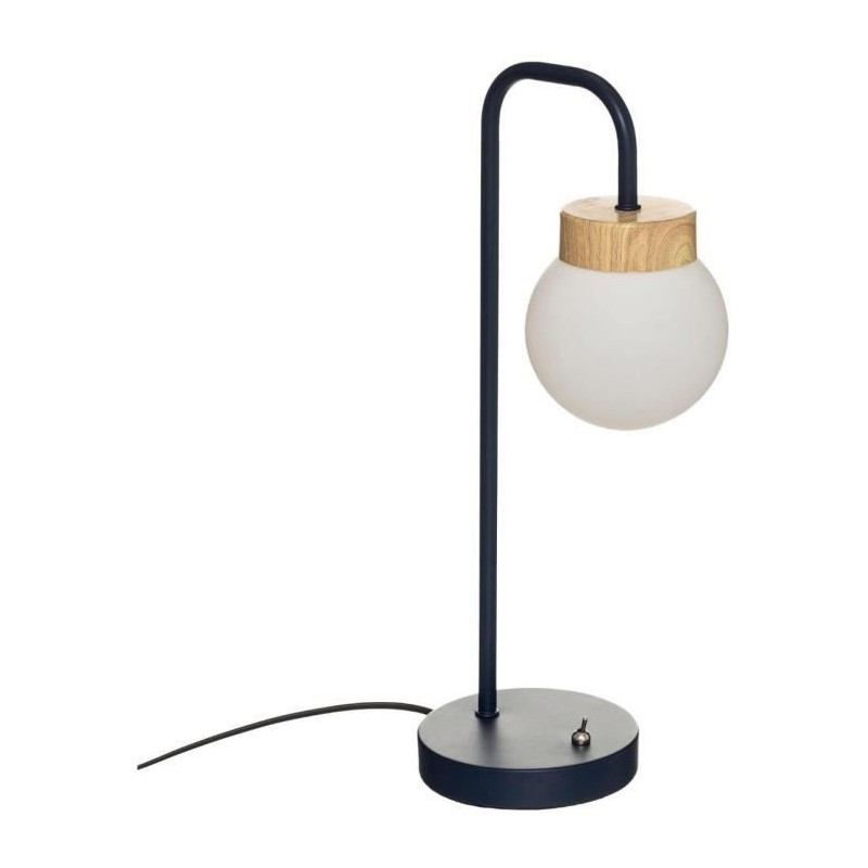 Lampe droit Metal Verre Hotel - Bleu Navy - H 46 cm