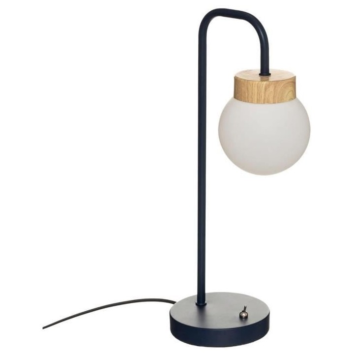 Lampe droit Metal Verre Hotel - Bleu Navy - H 46 cm