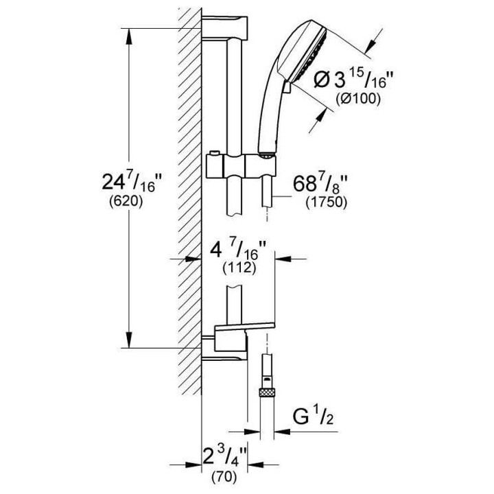 GROHE Ensemble de douche 3 jets Tempesta Cosmopolitan 27576002 - Barre