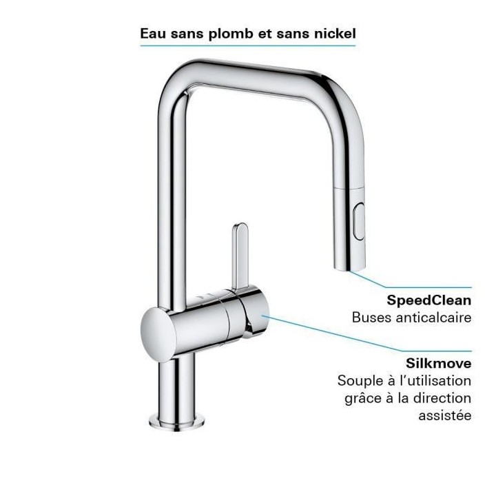GROHE Mitigeur monocommande Evier Flair Chromé 32455001
