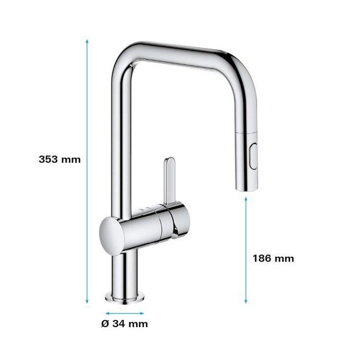 GROHE Mitigeur monocommande Evier Flair Chromé 32455001
