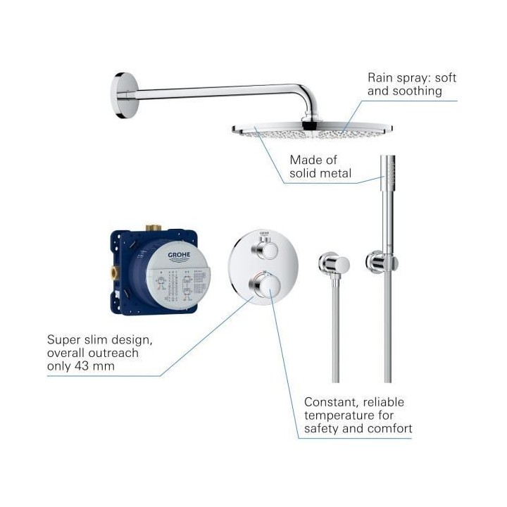 GROHE Ensemble de douche 2 jets Cosmopolitan 310 Grohtherm 34731000- C