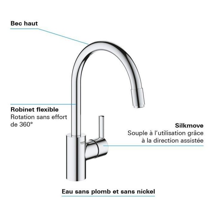 GROHE Mitigeur monocommande Evier Feel Chromé 30185002