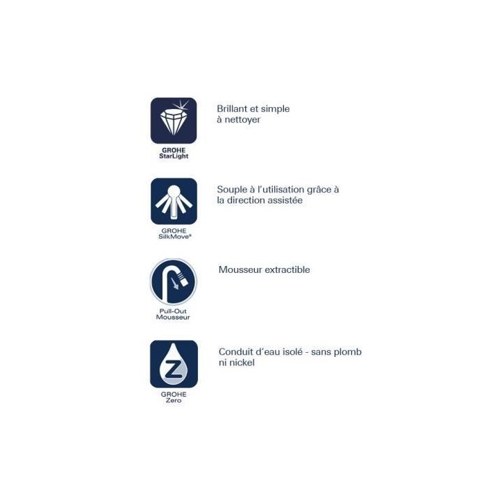 GROHE Mitigeur monocommande Evier Feel Chromé 30185002