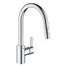 GROHE Robinet de cuisine évier Feel, douchette extractible, rotation 360°, bec en U, inverseur 2 jets, mitigeur cuisine 314860