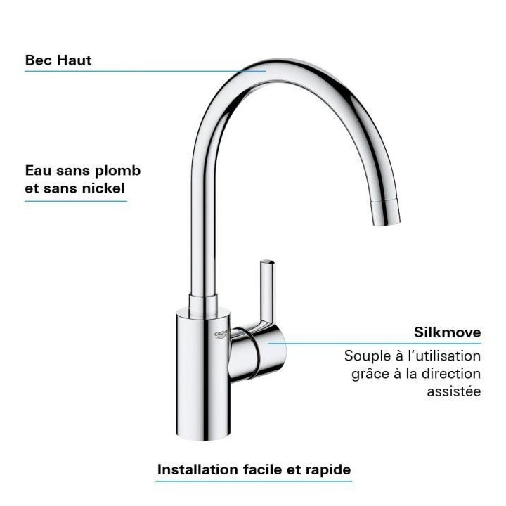 GROHE Mitigeur monocommande Evier Feel Chromé 32670002