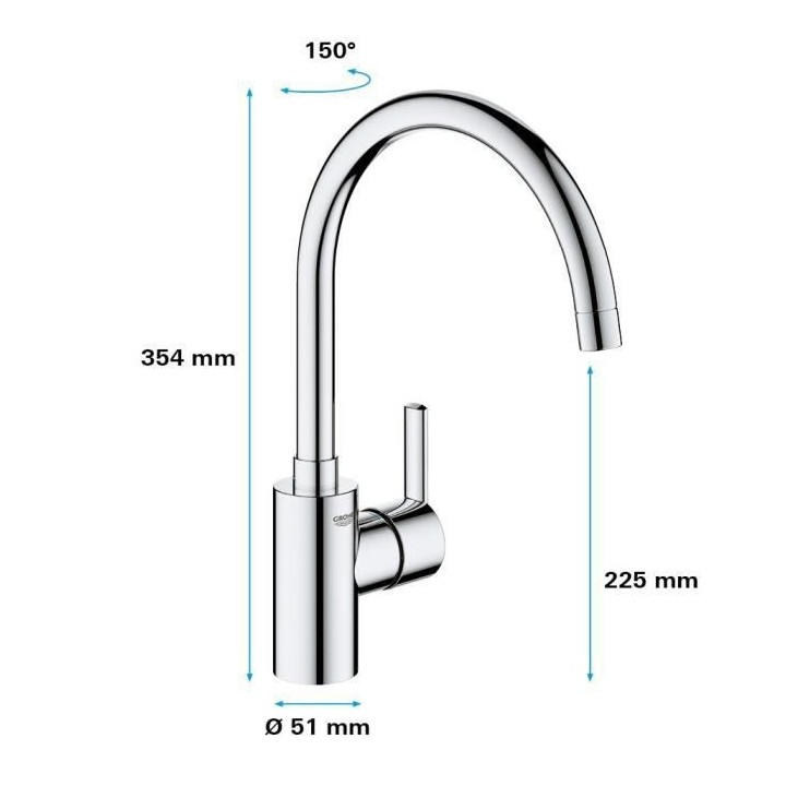GROHE Mitigeur monocommande Evier Feel Chromé 32670002