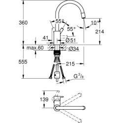 Mitigeur évier chromé bec haut FEEL - GROHE - 32671002