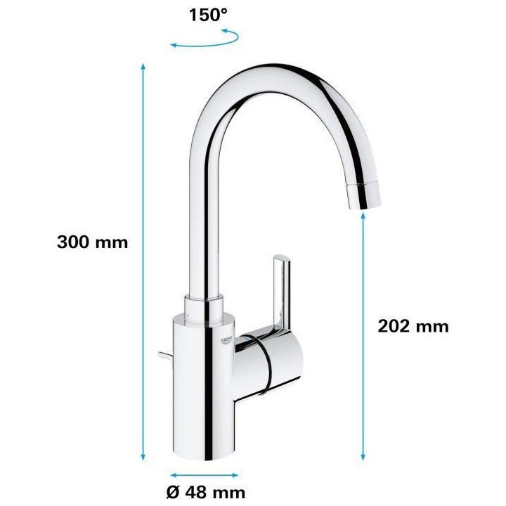 Mitigeur lavabo monocommande chromé FEEL taille L - GROHE - 32723001