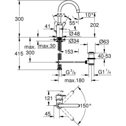 Mitigeur lavabo monocommande chromé FEEL taille L - GROHE - 32723001