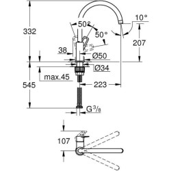 Mitigeur évier monocommande BAULOOP bec haut pivotant - GROHE – 31368-001