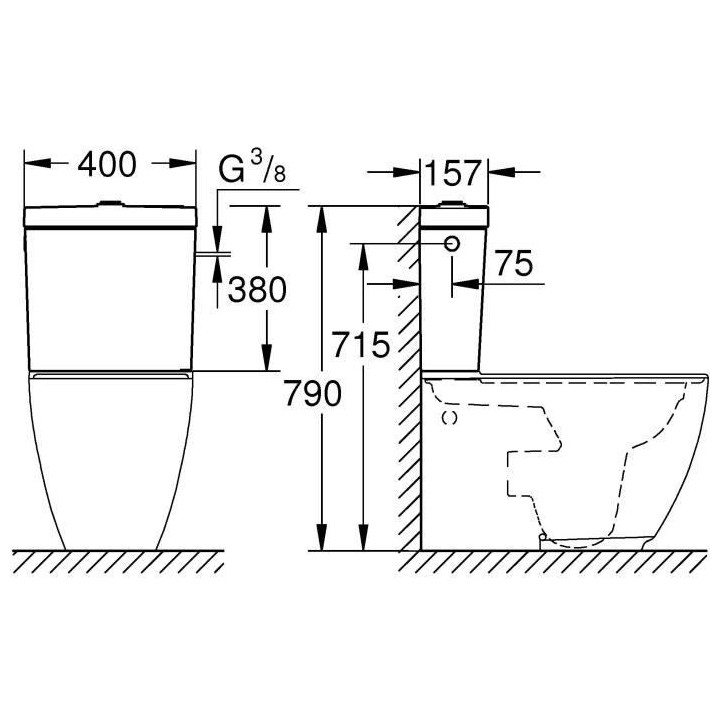 GROHE Réservoir de chasse apparent, Gamme Essence, 9 Litres, 39578000
