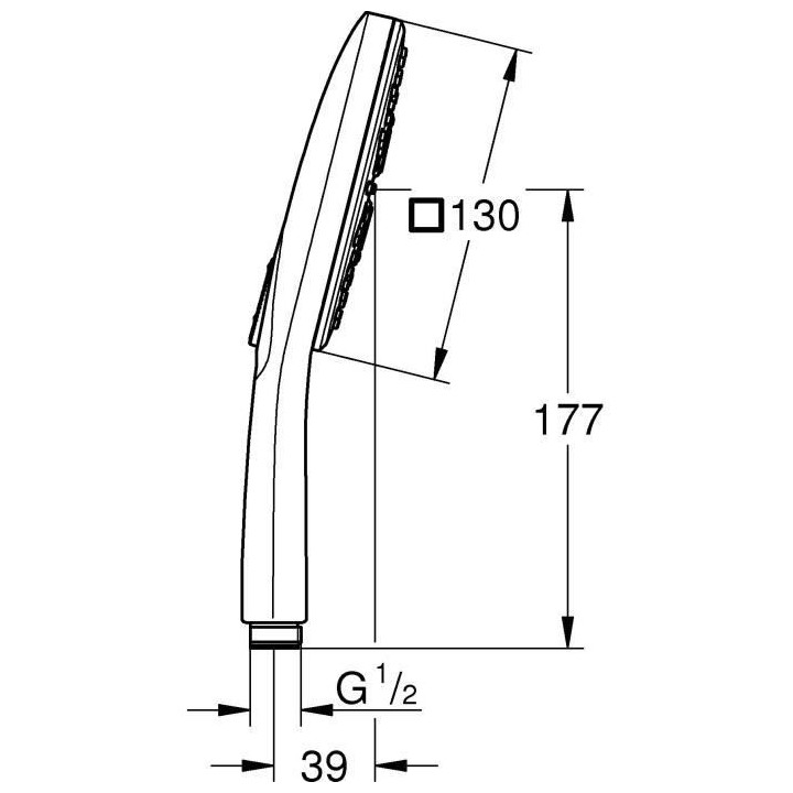 GROHE Pommeau de douche Vitalio SmartActive 130 Cube, 3 jets, douchett