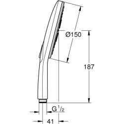 GROHE Pommeau de douche Vitalio SmartActive 150, 3 jets, diametre 150mm, technologie anti-brulûre, économie d'eau, chromé, 26