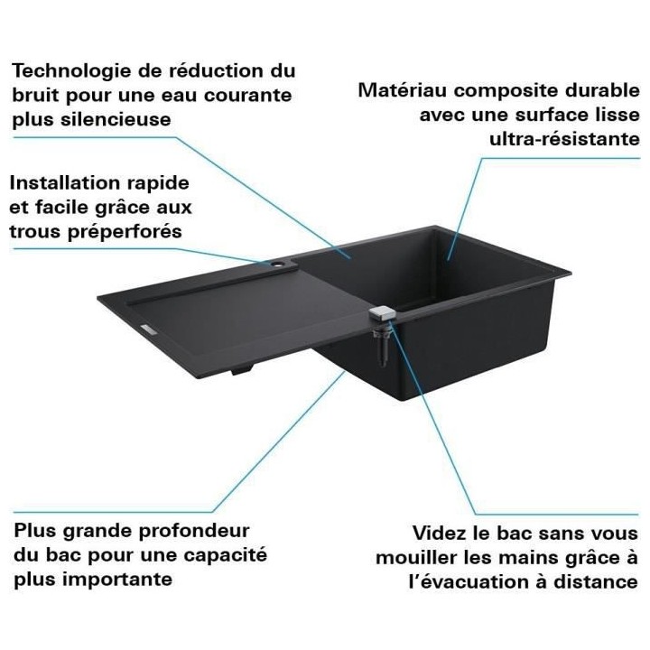 GROHE Évier en composite K500 31645AP0 - A encastrer - 1 bac - Instal