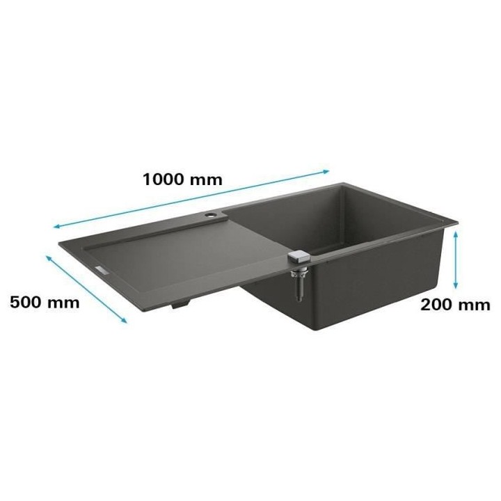 Evier 1 bac K500 GROHE - Egouttoir gauche - A encastrer - Installation