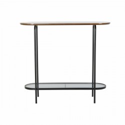 Console DKD Home Decor Noir Bois Verre Fer (90 x 30 x 80 cm)