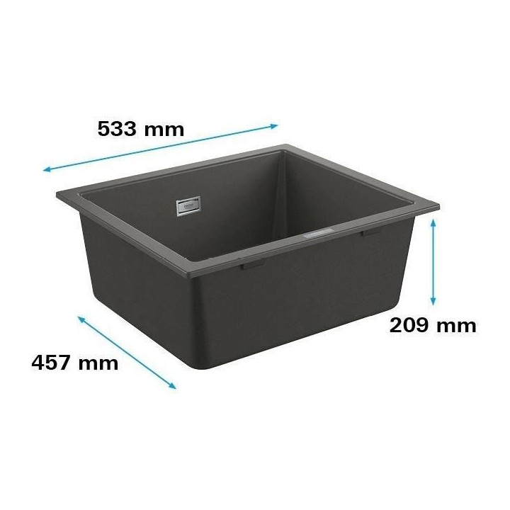 GROHE Evier composite K700U 533 x 457 mm Gris granite 31654AT0