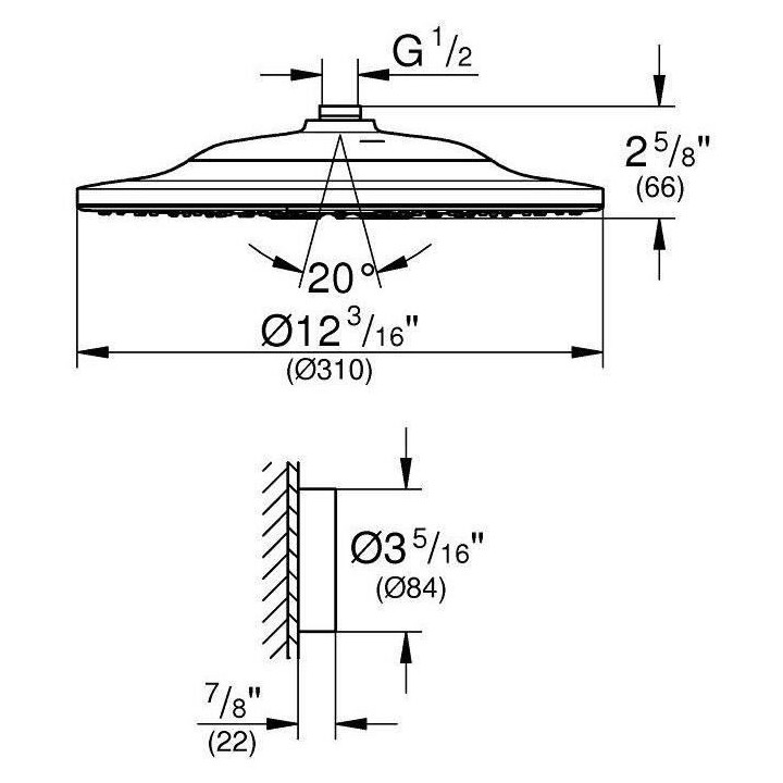 GROHE Douche de tete 2 jets Rainshower SmartConnect 310 26641000 - Té