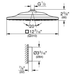 GROHE Douche de tete 2 jets Rainshower SmartConnect 310 Cube 26643000 - Télécommande - Limiteur de débit - Anti-calcaire - Ch