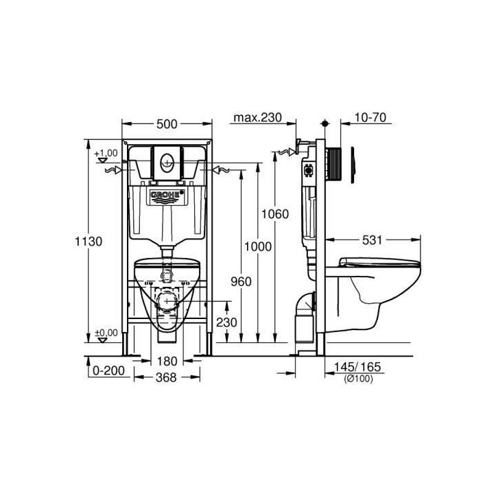 GROHE Bâti support 5-en-1, Pour WC - 1.13 m 39646000