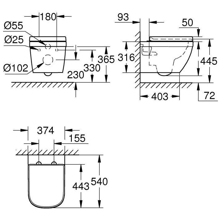 GROHE Pack WC suspendu Euro Ceramic 39703000 -Abattant frein de chute-