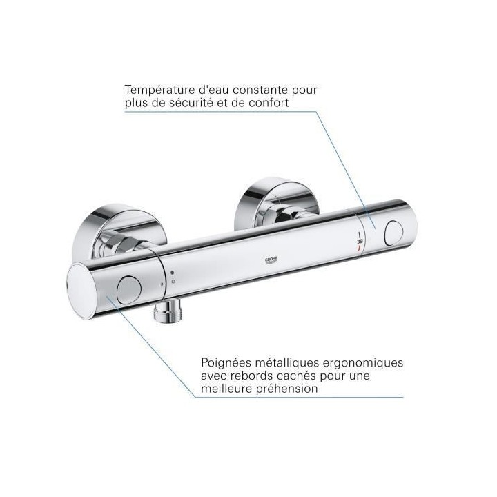 GROHE Mitigeur thermostatique douche Precision Get, montage mural, ind