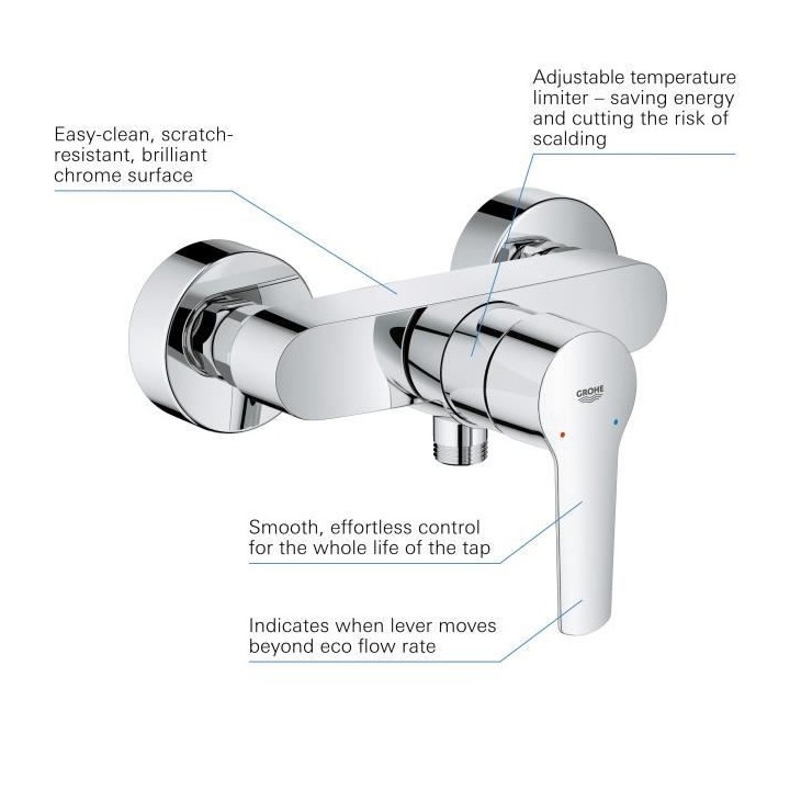 GROHE Mitigeur monocommande Douche Start, montage mural, robinet a rac