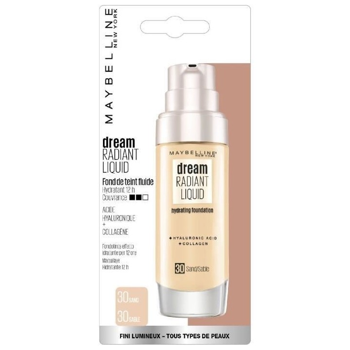 Fond de teint soin hydratant 12H Dream Radiant Liquid MAYBELLINE NEW Y