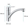 GROHE QUICKFIX Mitigeur monocommande Evier Start Chromé 31138002