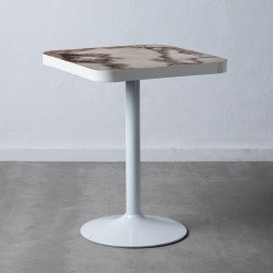 Table d'appoint Doré Métal Blanc PVC 60 x 60 x 75 cm