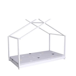 Lit cabane enfant ELIAH - 90 x 190 cm - Bois pin massif - Blanc - Somm
