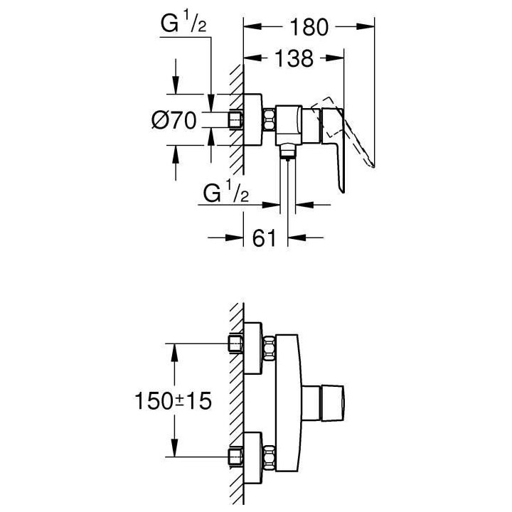 GROHE Mitigeur monocommande douche Start, montage mural, raccord filet
