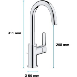 GROHE QUICKFIX Start Mitigeur monocommande lavabo de salle de bains, avec tirette de vidage, Taille L, chromé, 24203002