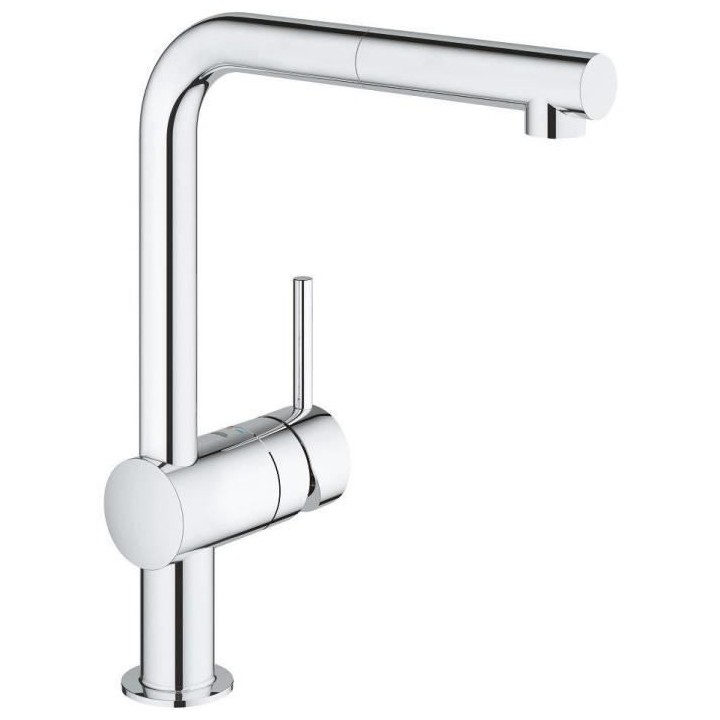 GROHE Mitigeur évier Minta 32168000 - Douchette extractible - Bec L -
