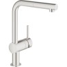 GROHE Mitigeur évier Minta 32168DC0 - Douchette extractible - Bec L - Bec tube pivotant 360°- Clapet anti-retour intégré -Su