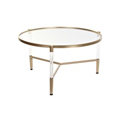 Table d'appoint DKD Home Decor 87 x 87 x 50 cm Doré Métal Transparent Acrylique Glamour