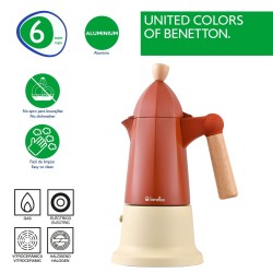 Cafetière Italienne Benetton SAFARI BE Aluminium Bois de hêtre 6 Tasses 600 ml