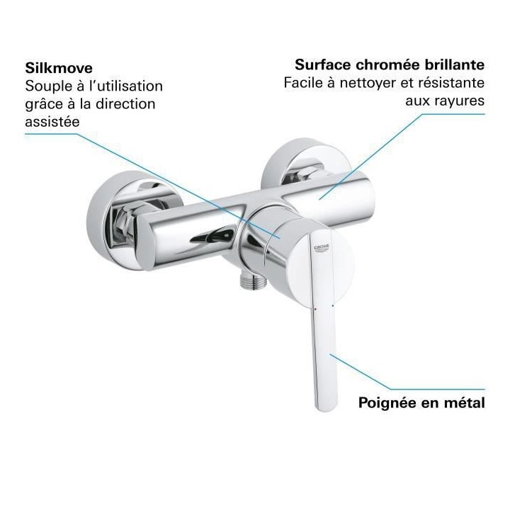 GROHE Mitigeur monocommande Douche Feel, montage mural, raccord filet