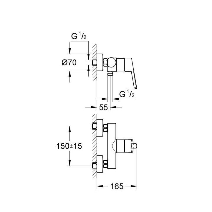 GROHE Mitigeur monocommande Douche Feel, montage mural, raccord filet