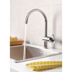 GROHE Robinet de cuisine évier Flair, zone rotation 360°, installation et nettoyage facile, conduit sans plomb et nickel, 3245