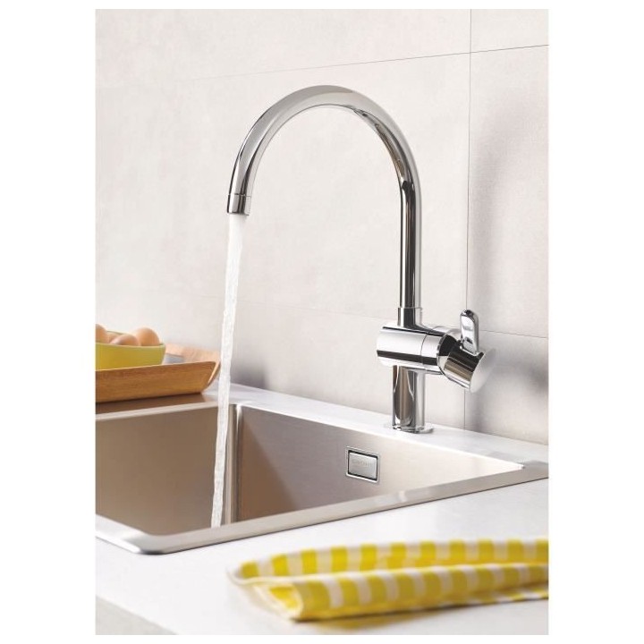 GROHE Robinet de cuisine évier Flair, zone rotation 360°, installati