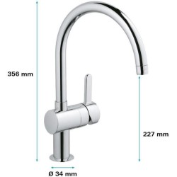 GROHE Robinet de cuisine évier Flair, zone rotation 360°, installation et nettoyage facile, conduit sans plomb et nickel, 3245